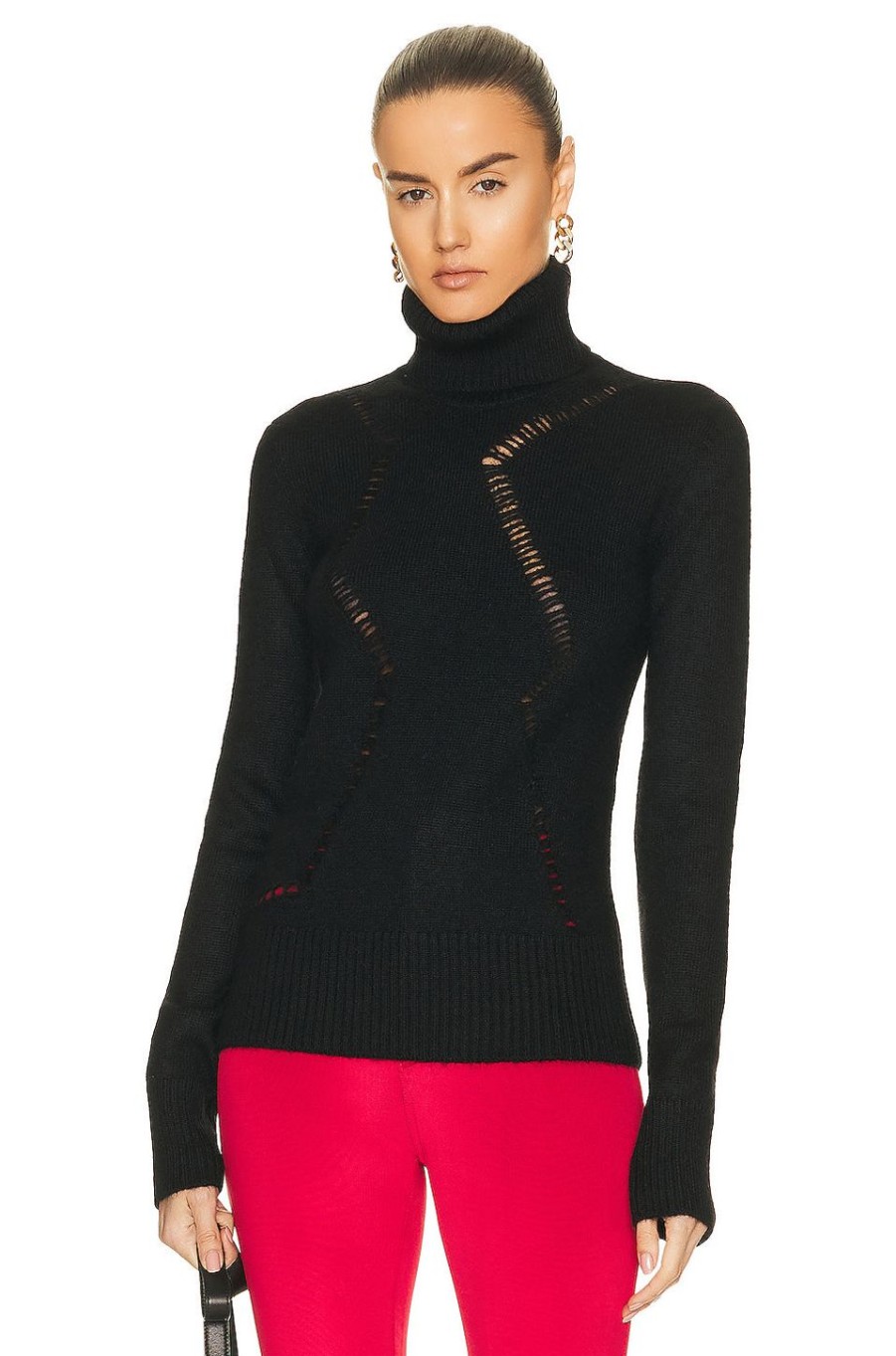 Women Saint Laurent Sweaters & Knits | Turtleneck Sweater Noir