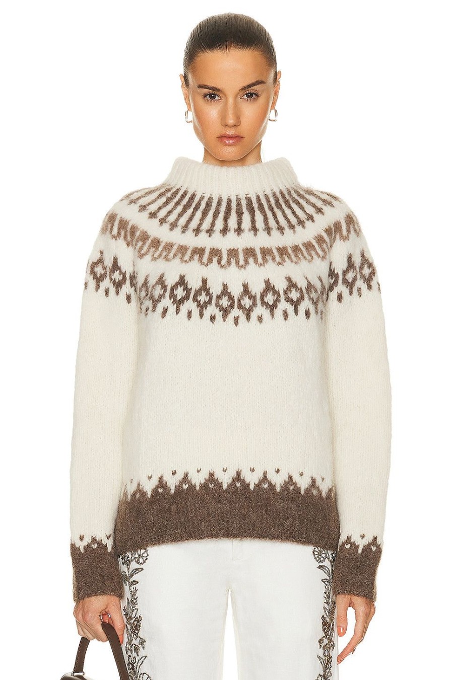 Women BODE Sweaters & Knits | Branch Yoke Sweater Ecru