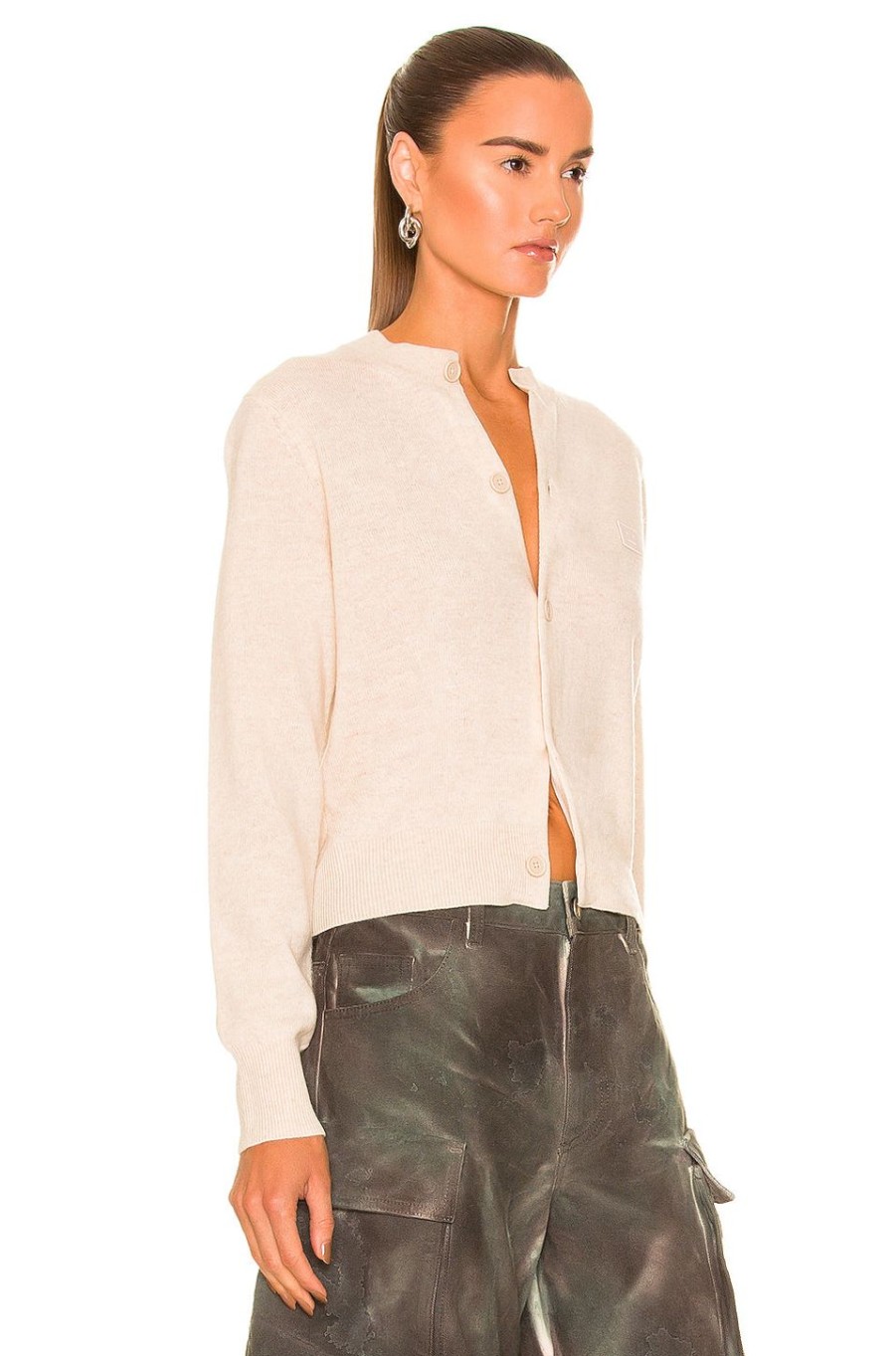 Women Acne Studios Sweaters & Knits | Solid Cardigan Oatmeal Melange