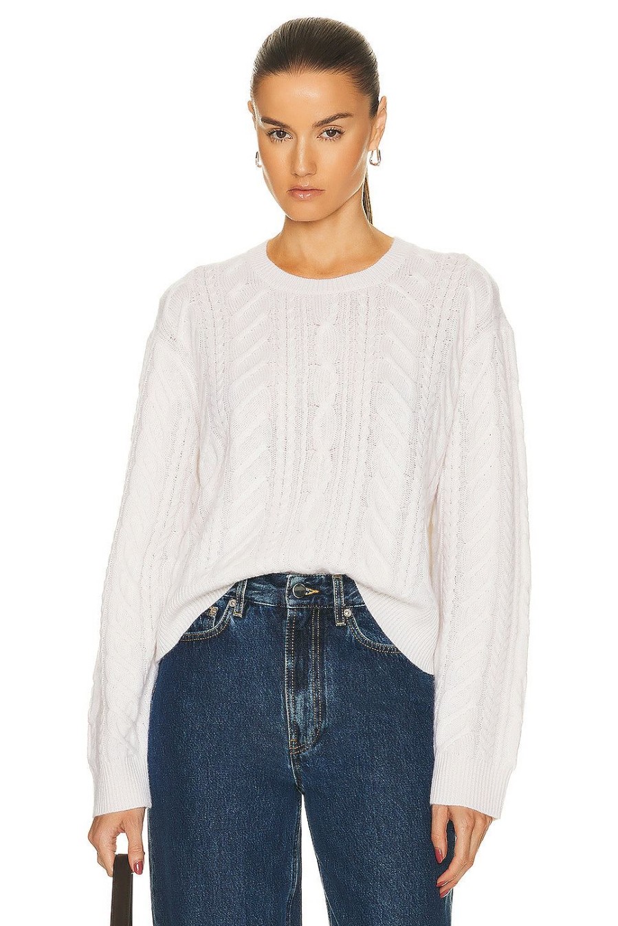 Women Guest In Residence Sweaters & Knits | Marled Cable Crew Sweater Cream