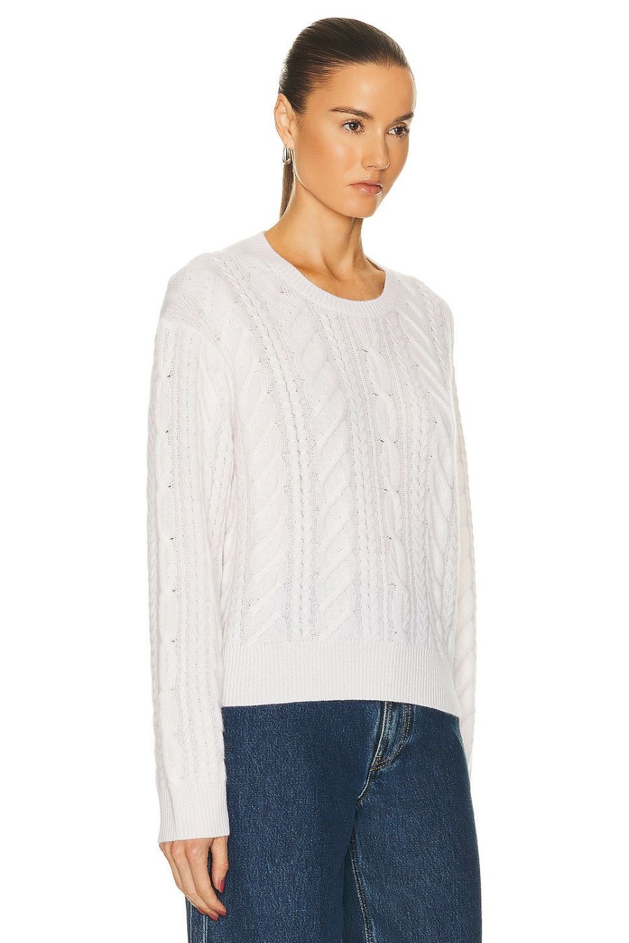 Women Guest In Residence Sweaters & Knits | Marled Cable Crew Sweater Cream