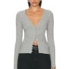 Women Enza Costa Sweaters & Knits | Long Sleeve V Cardigan Grey