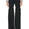 Women Coperni Pants | Hybrid Flare Faux Leather Trouser Black