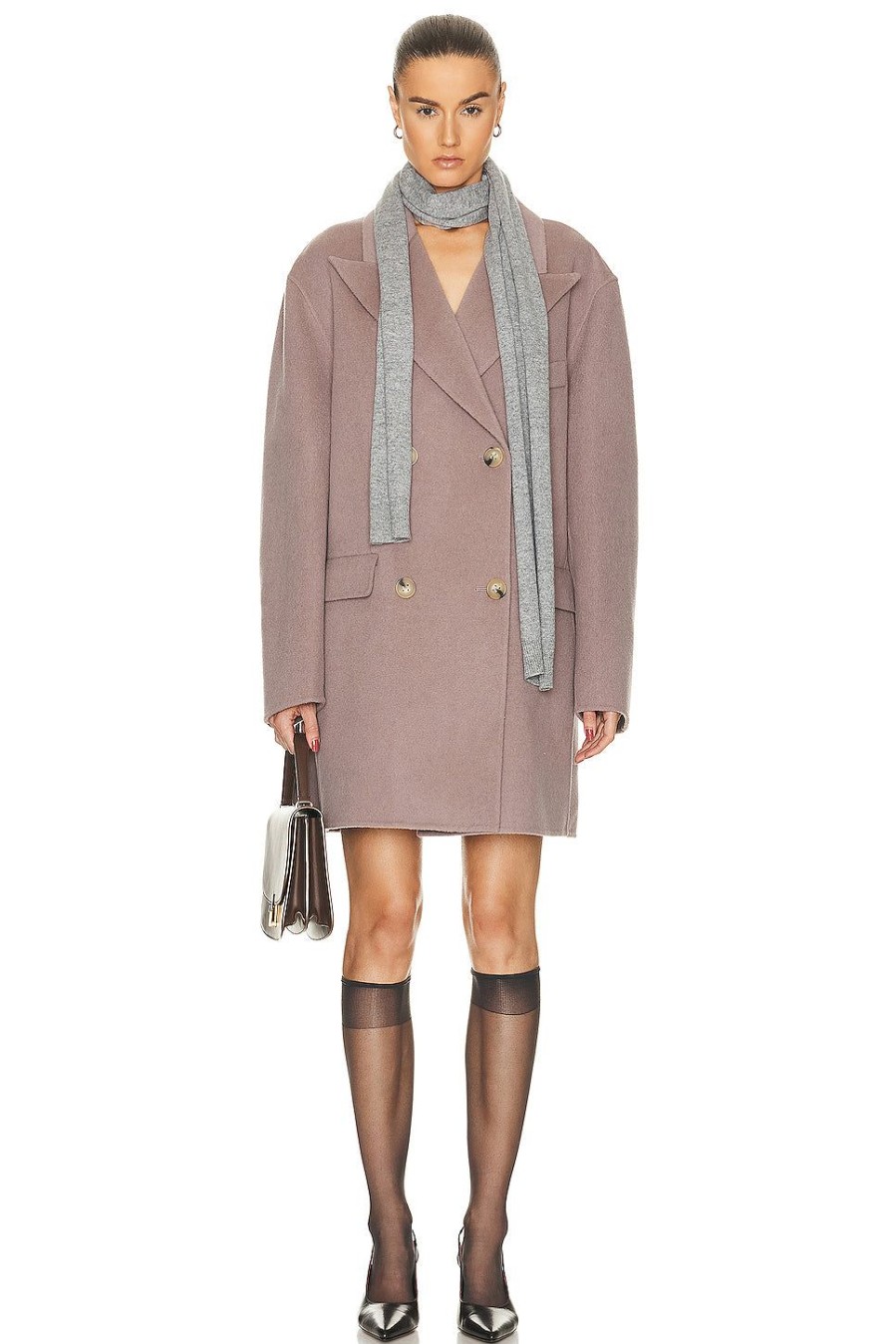 Women Acne Studios Jackets & Coats | Belted Short Coat Dusty Lilac