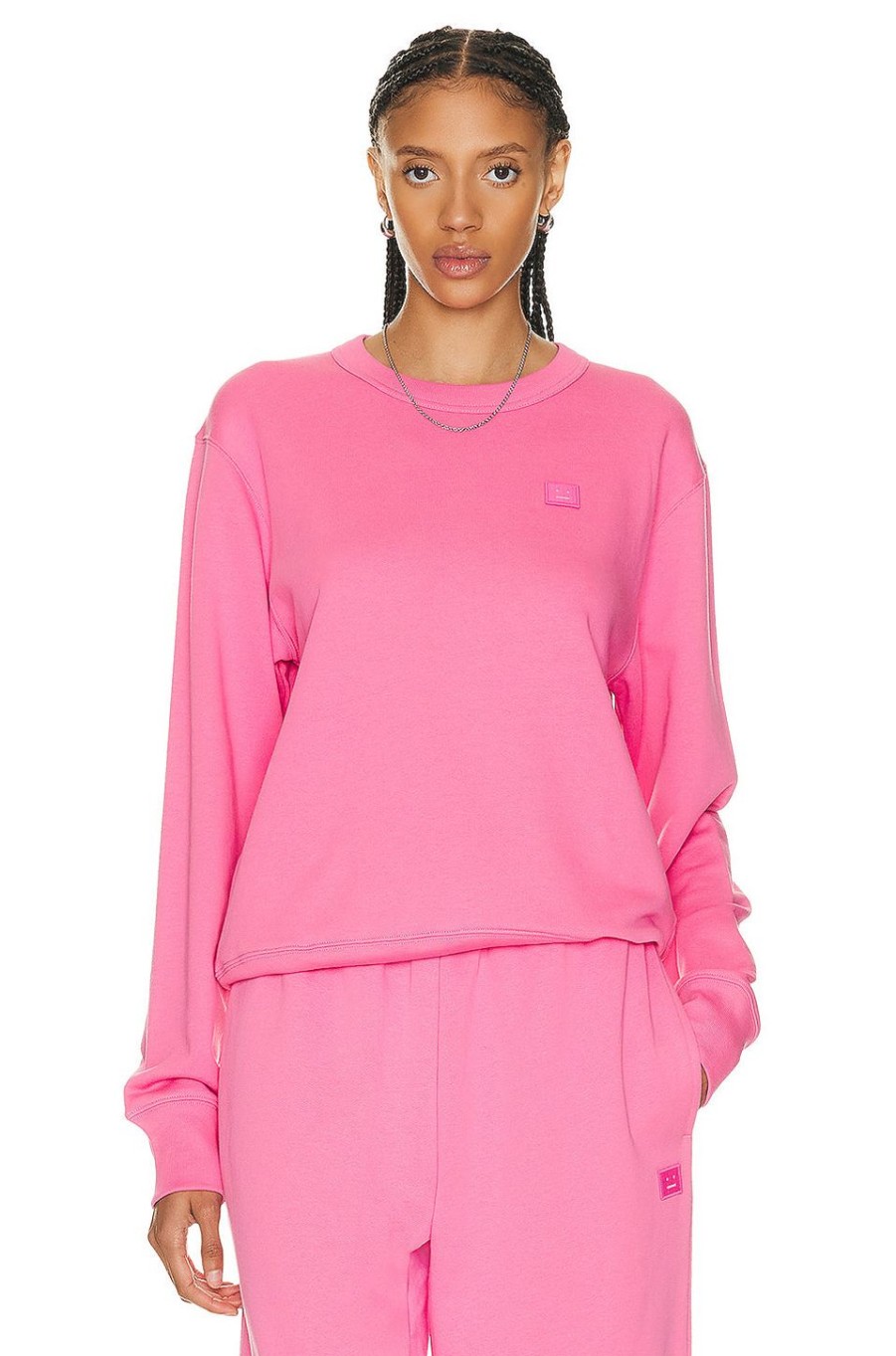 Women Acne Studios Sweaters & Knits | Crew Neck Sweatshirt Bright Pink