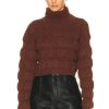 Women Saint Laurent Sweaters & Knits | Cropped Pullover Sweater Marron