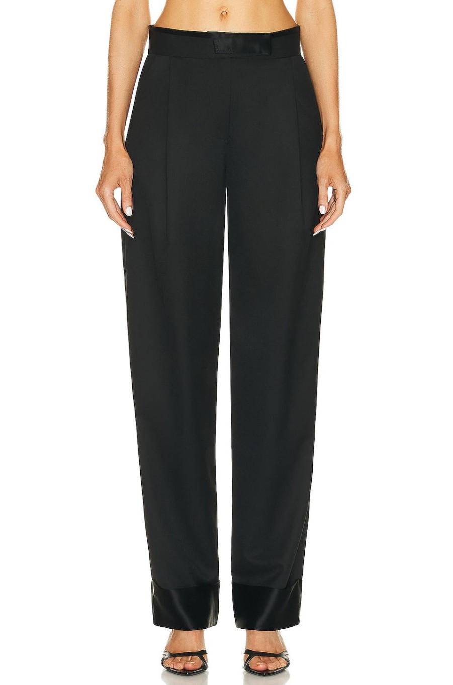 Women Christopher Esber Pants | Satin Waist Pegged Trouser Black