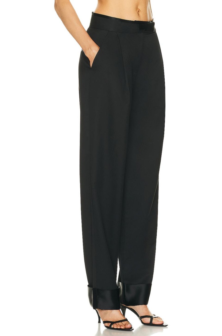 Women Christopher Esber Pants | Satin Waist Pegged Trouser Black