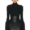 Women Chloe Sweaters & Knits | Turtleneck Flare Sleeve Top Black