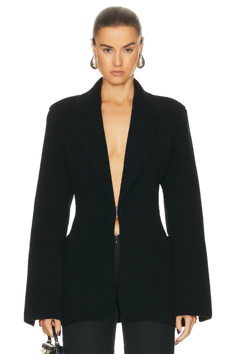 Women Christopher Esber Jackets & Coats | Helix Knitted Blazer Black