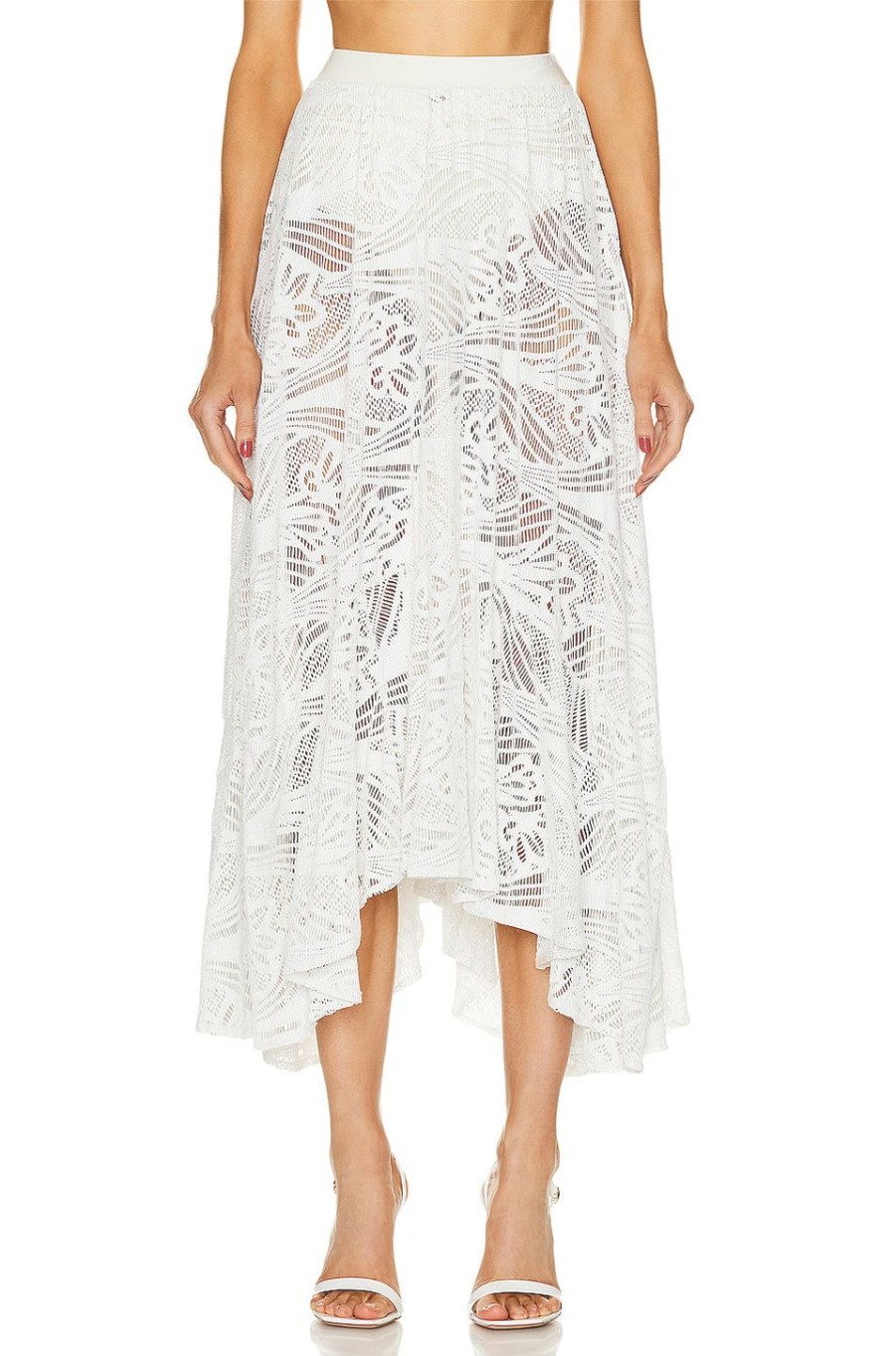 Women PatBO Skirts | Metallic Lace Beach Skirt White