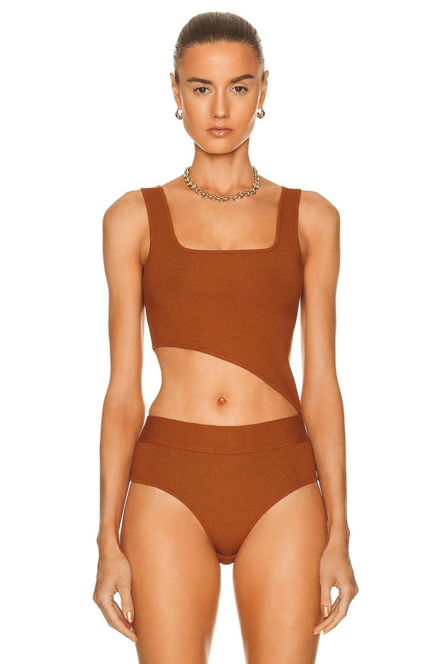 Women Zeynep Arcay Tops | Cutout Knit Bodysuit Copper