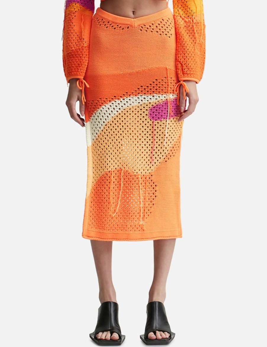 Women House of Sunny Skirts | Pompelmo Sunset Knit Skirt Orange