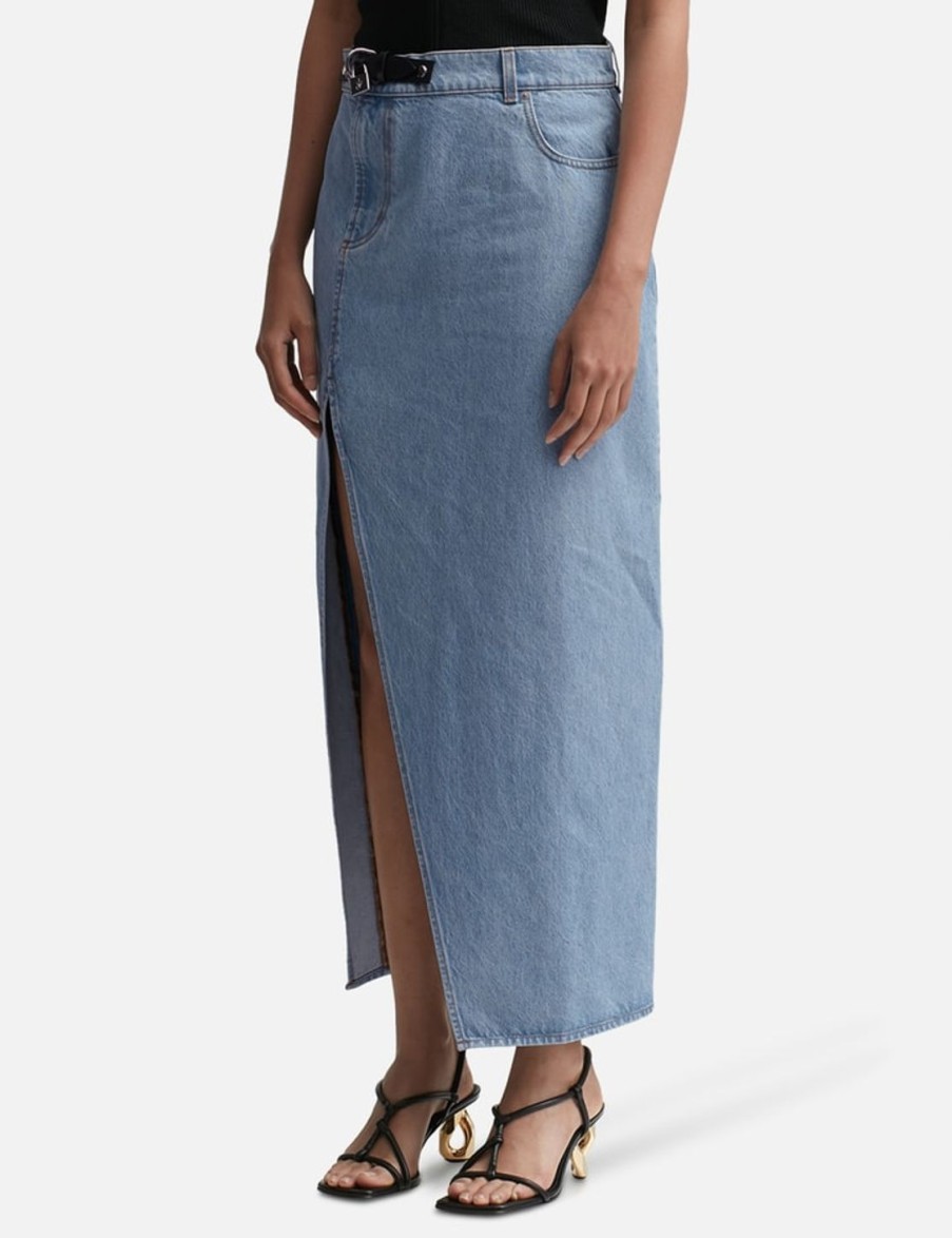 Women JW Anderson Skirts | Padlock Strap Long Slit Skirt Blue