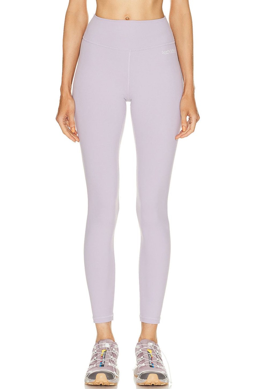 Women Sporty & Rich Activewear | Club Logo High Waisted Legging Faded Lilac & Black