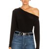 Women Norma Kamali Tops | Long Sleeve Drop Shoulder Top Black