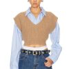 Women Alexander Wang Sweaters & Knits | V-Neck Waffle Vest Camel