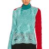 Women Raf Simons Sweaters & Knits | Cropped Tight Fit Knit Sweater Light Blue