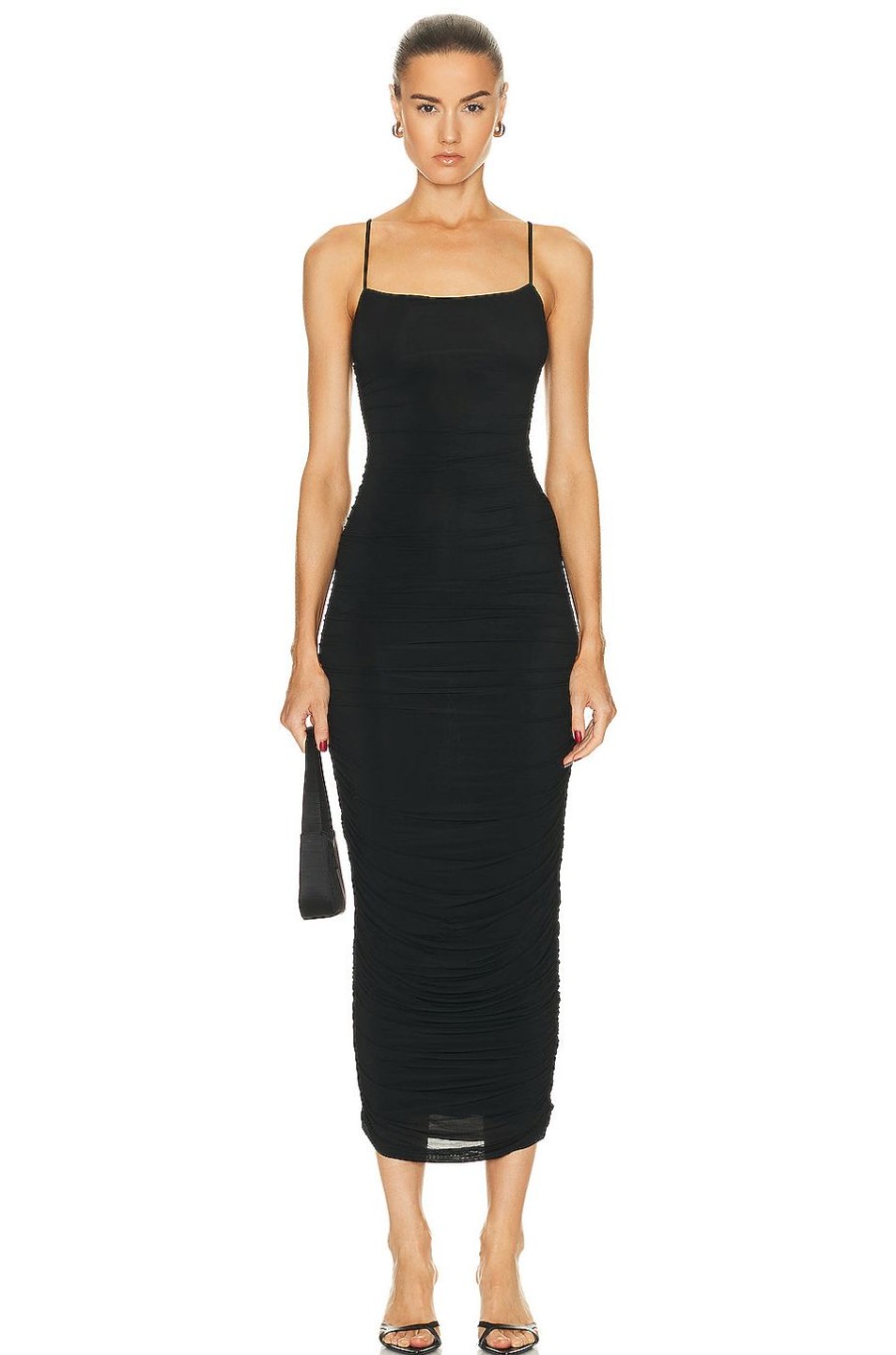 Women WARDROBE.NYC Dresses | Ruched Slip Dress Black