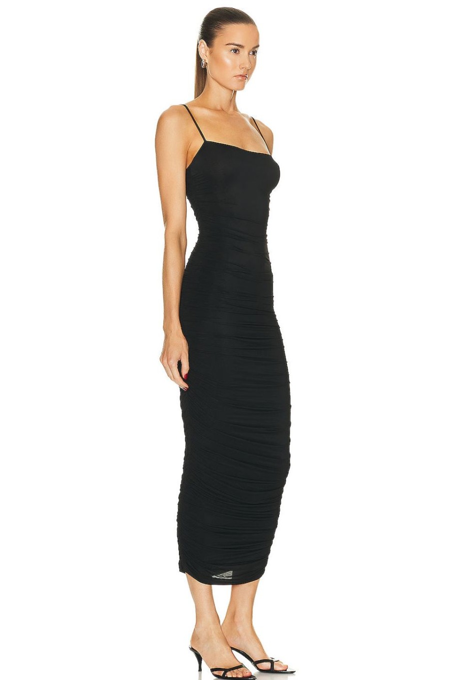 Women WARDROBE.NYC Dresses | Ruched Slip Dress Black