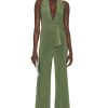 Women Norma Kamali Jumpsuits & Rompers | Halter Wrap Straight Leg Jumpsuit Celadon