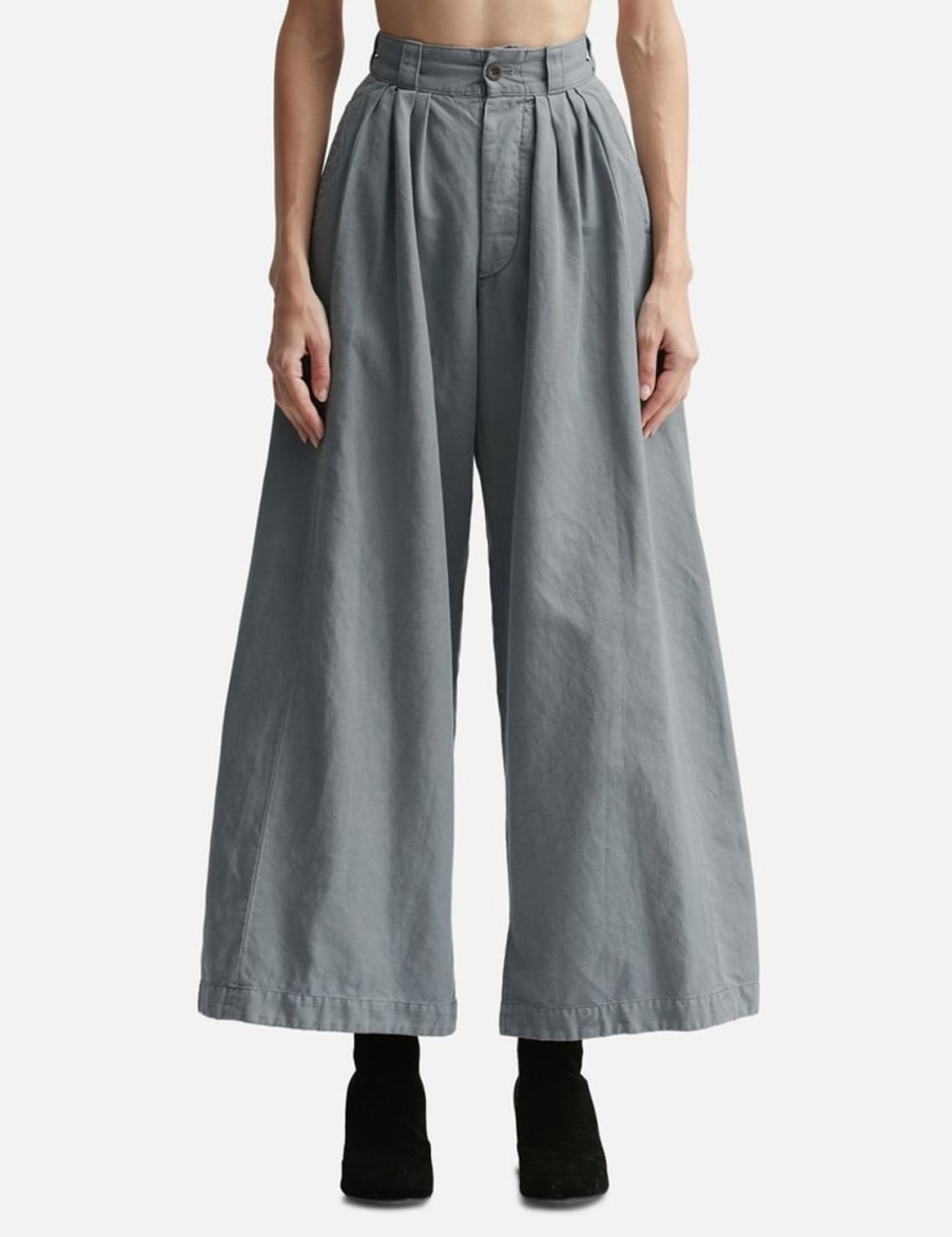 Women Maison Margiela Pants | Cotton Linen Canvas Trousers Blue