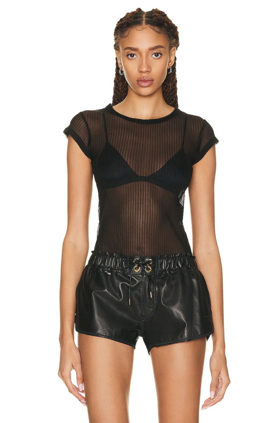 Women TOM FORD Tops | Transparent Fitted T-Shirt Black