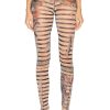 Women Jean Paul Gaultier Pants | Printed Mariniere Tattoo Flare Trouser Nude Blue & Red