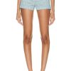 Women VERSACE Shorts | Leather Logo Short Pale Blue & Beige