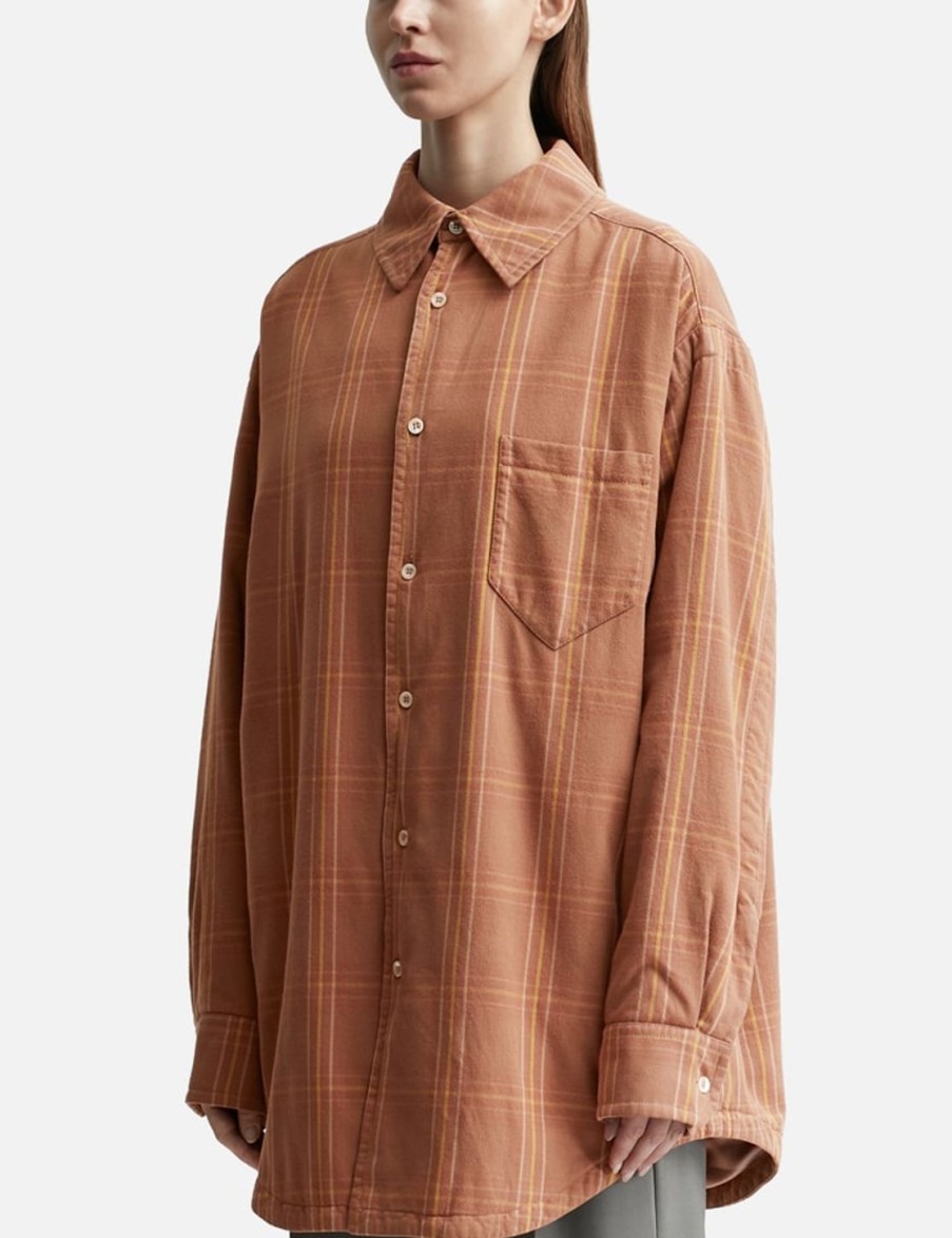 Women Maison Margiela Tops | Check Cotton Oversized Shirt Red