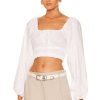 Women Matteau Tops | Broderie Shirred Decollete Blouse White