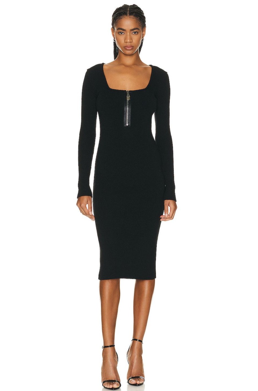 Women TOM FORD Dresses | Square Neck Zip Dress Black