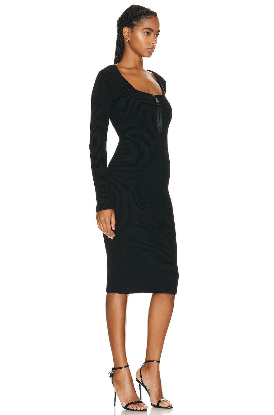 Women TOM FORD Dresses | Square Neck Zip Dress Black