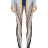 Women Mugler Pants | Spiral Illusion Legging Black & Light Blue