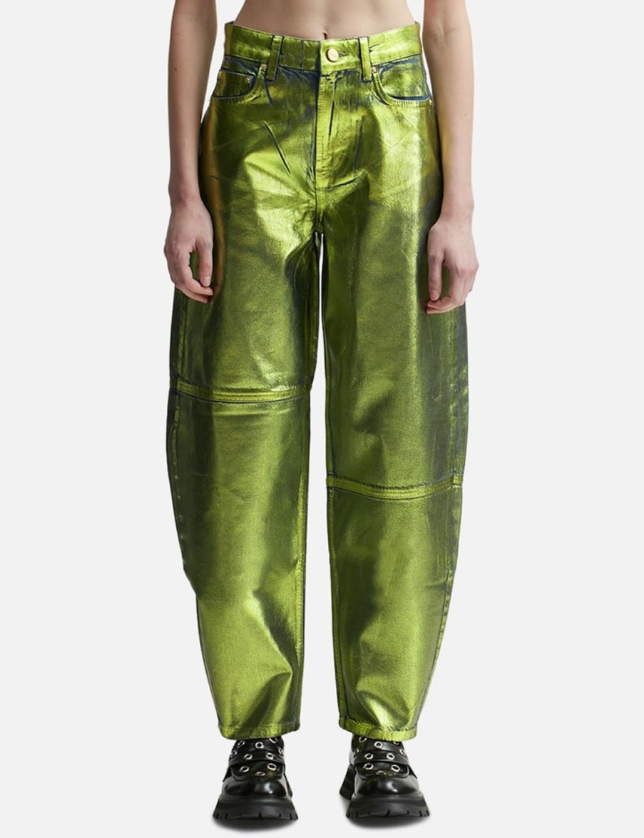 Women Ganni Pants | Foil Stary Jeans Green