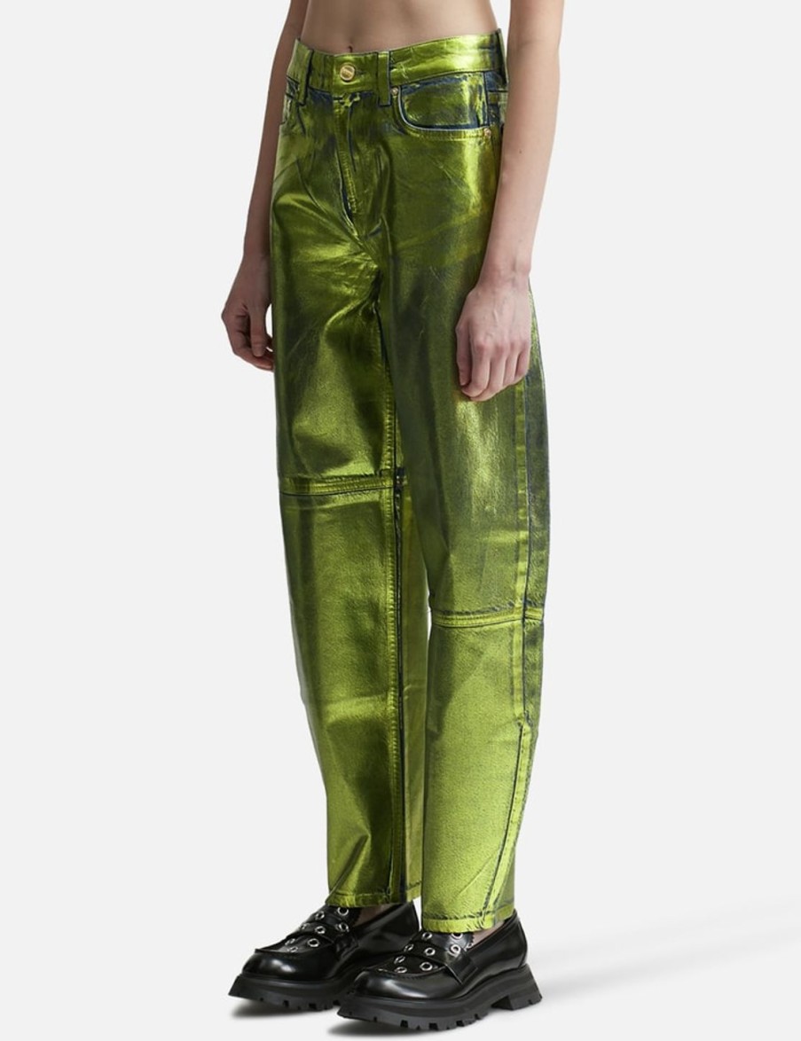 Women Ganni Pants | Foil Stary Jeans Green