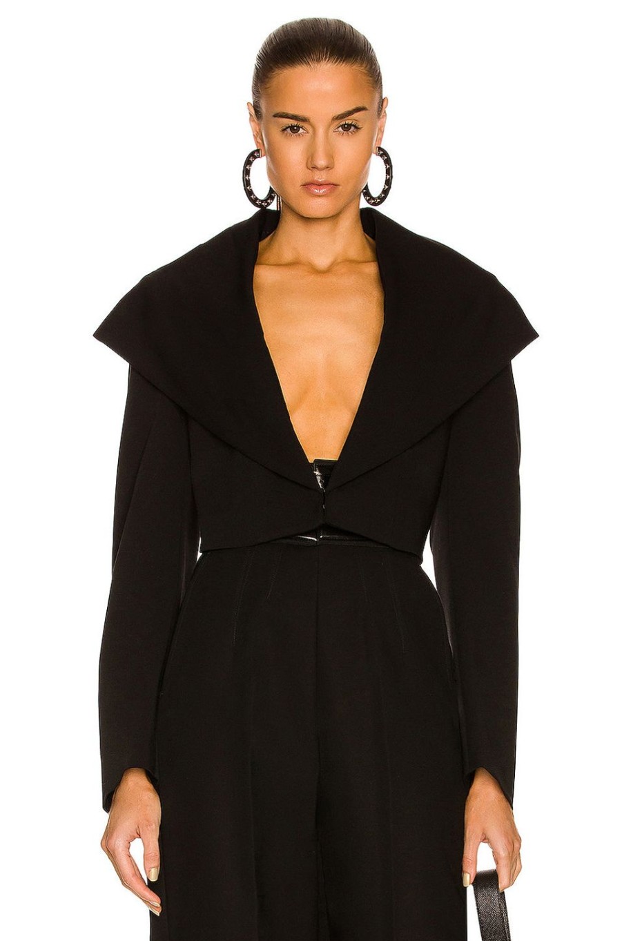 Women ALAÏA Jackets & Coats | Hooded Short Jacket Noir