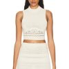 Women SIMKHAI Tops | Clarita Macrame Mixed Stitch Mock Neck Cropped Tank Top Cream