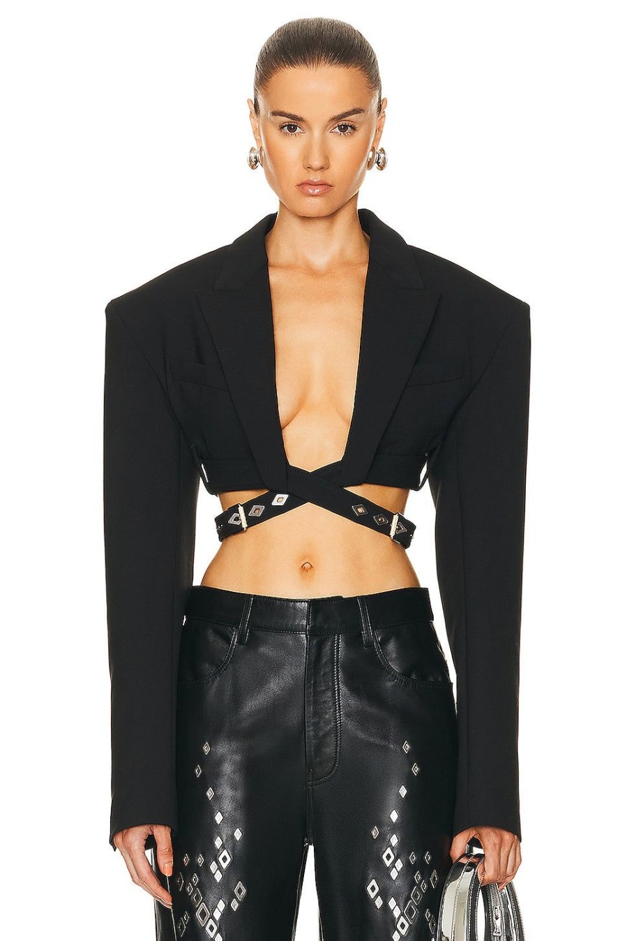 Women Dion Lee Jackets & Coats | Constrictor Crop Jacket Black