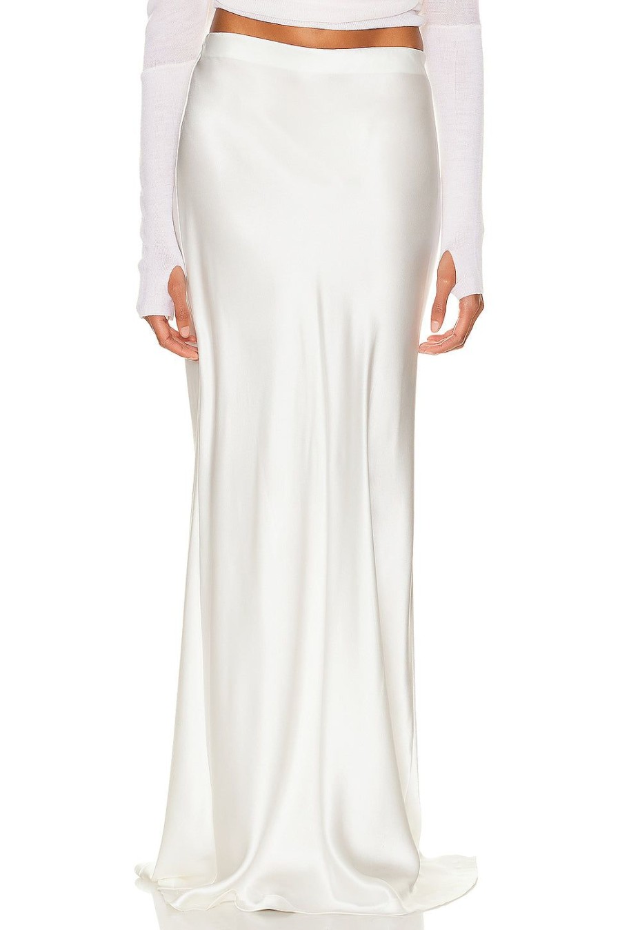 Women Enza Costa Skirts | Silk Full Length Skirt Off White