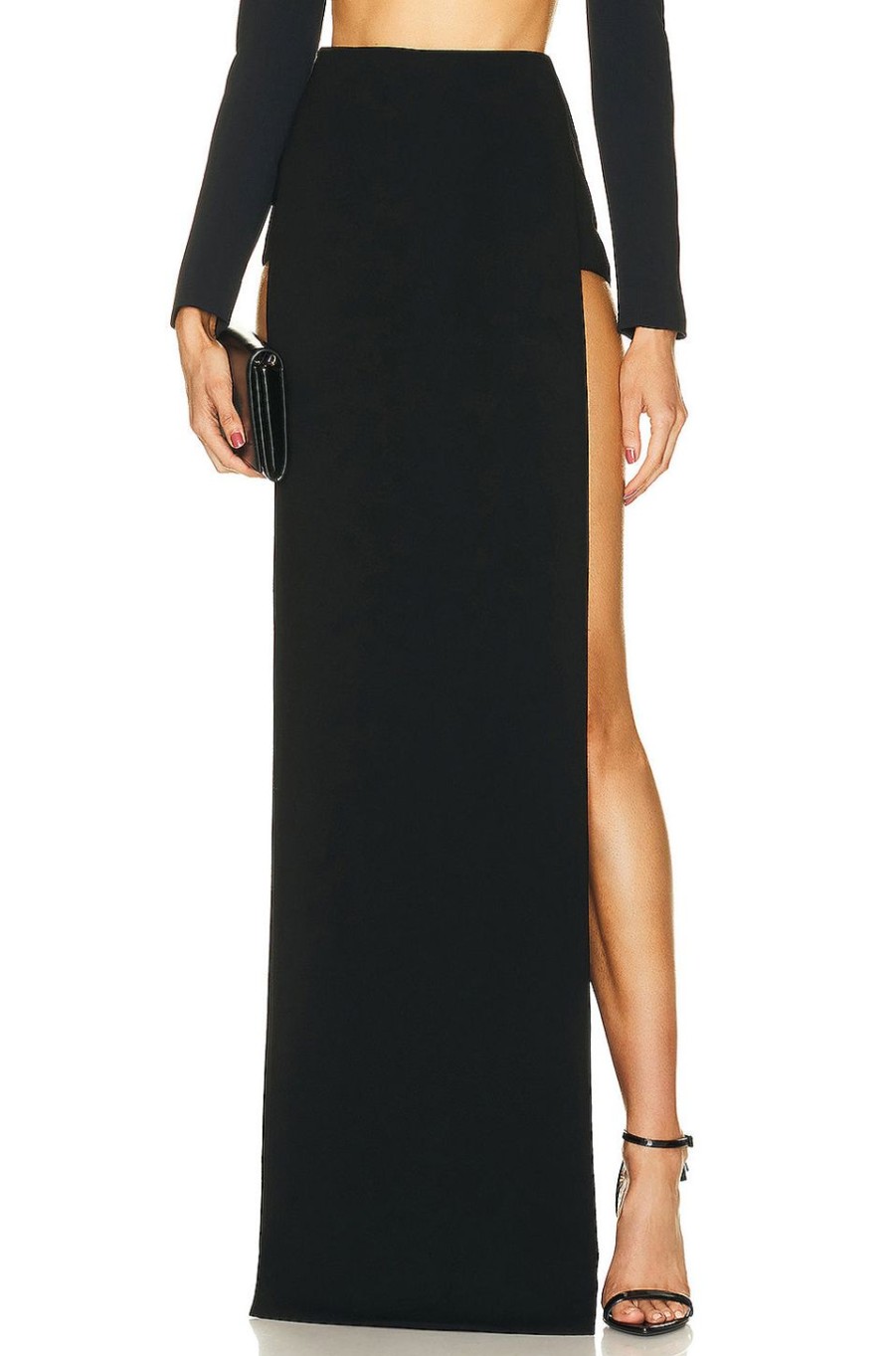 Women MONOT Skirts | High Slit Long Skirt Black