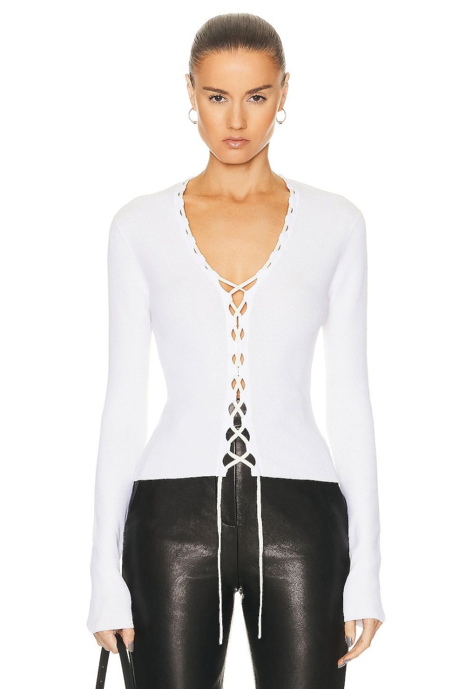 Women Dion Lee Tops | Bichrome Cardigan White & Cream