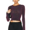 Women PRISCAVera Tops | Velvet Mesh Long Sleeve Top Sugar Plum