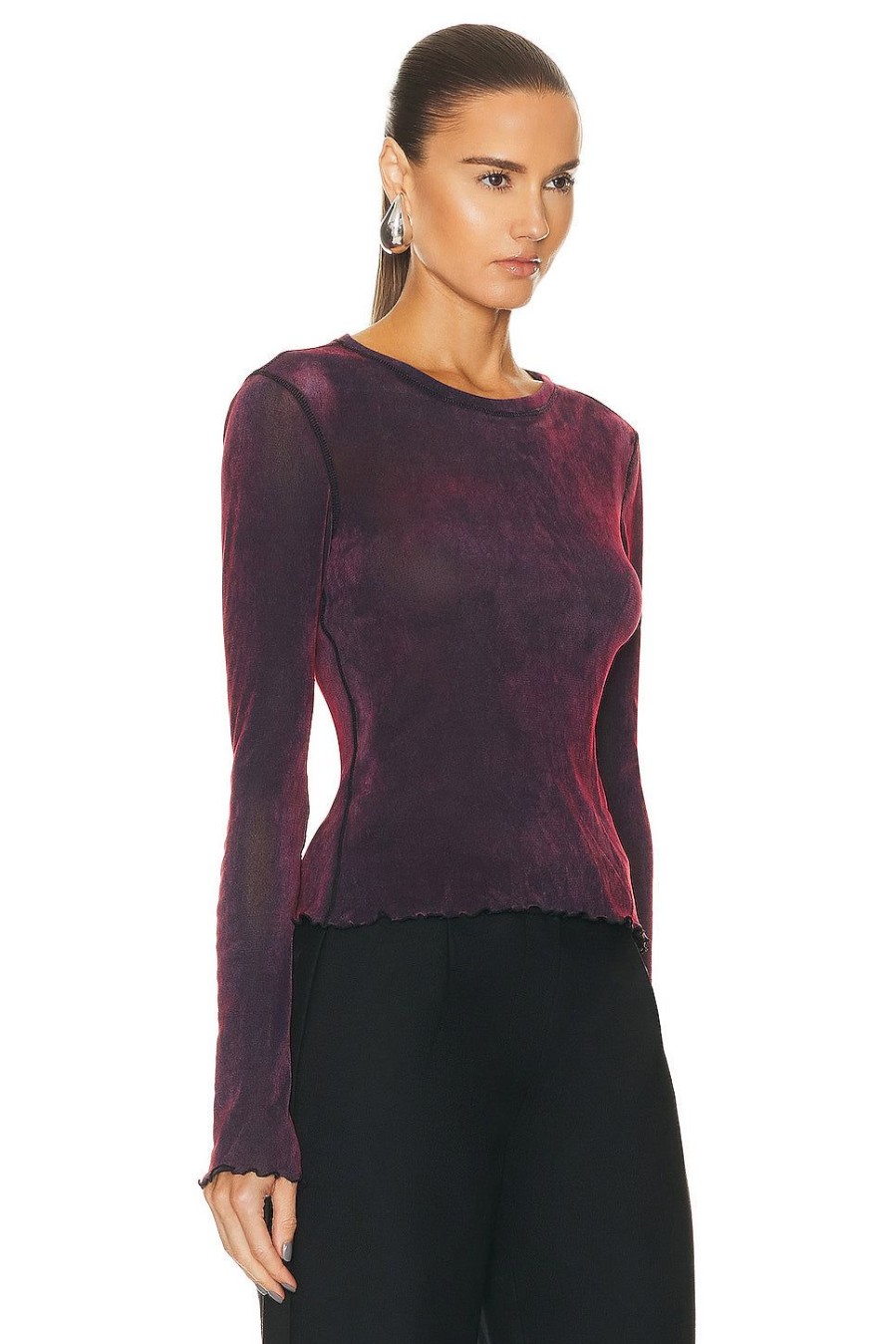 Women PRISCAVera Tops | Velvet Mesh Long Sleeve Top Sugar Plum