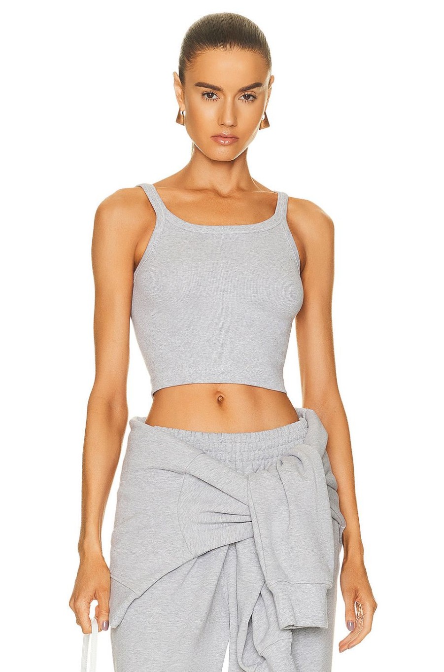 Women WARDROBE.NYC Tops | Hb Ribbed Tank Grey Marl