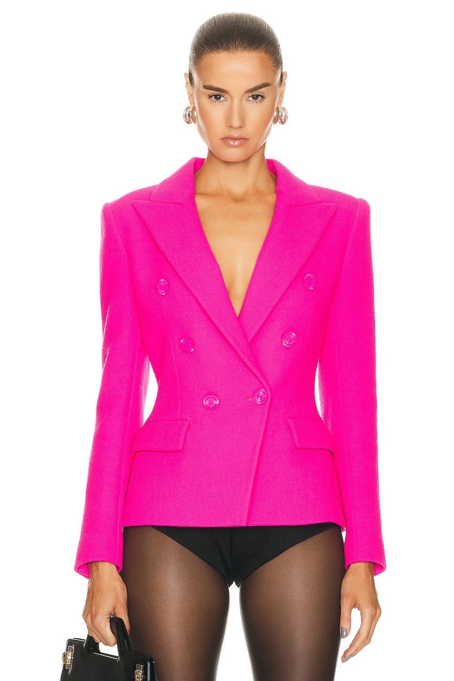 Women Alexandre Vauthier Jackets & Coats | Double Breasted Jacket Neon Pink