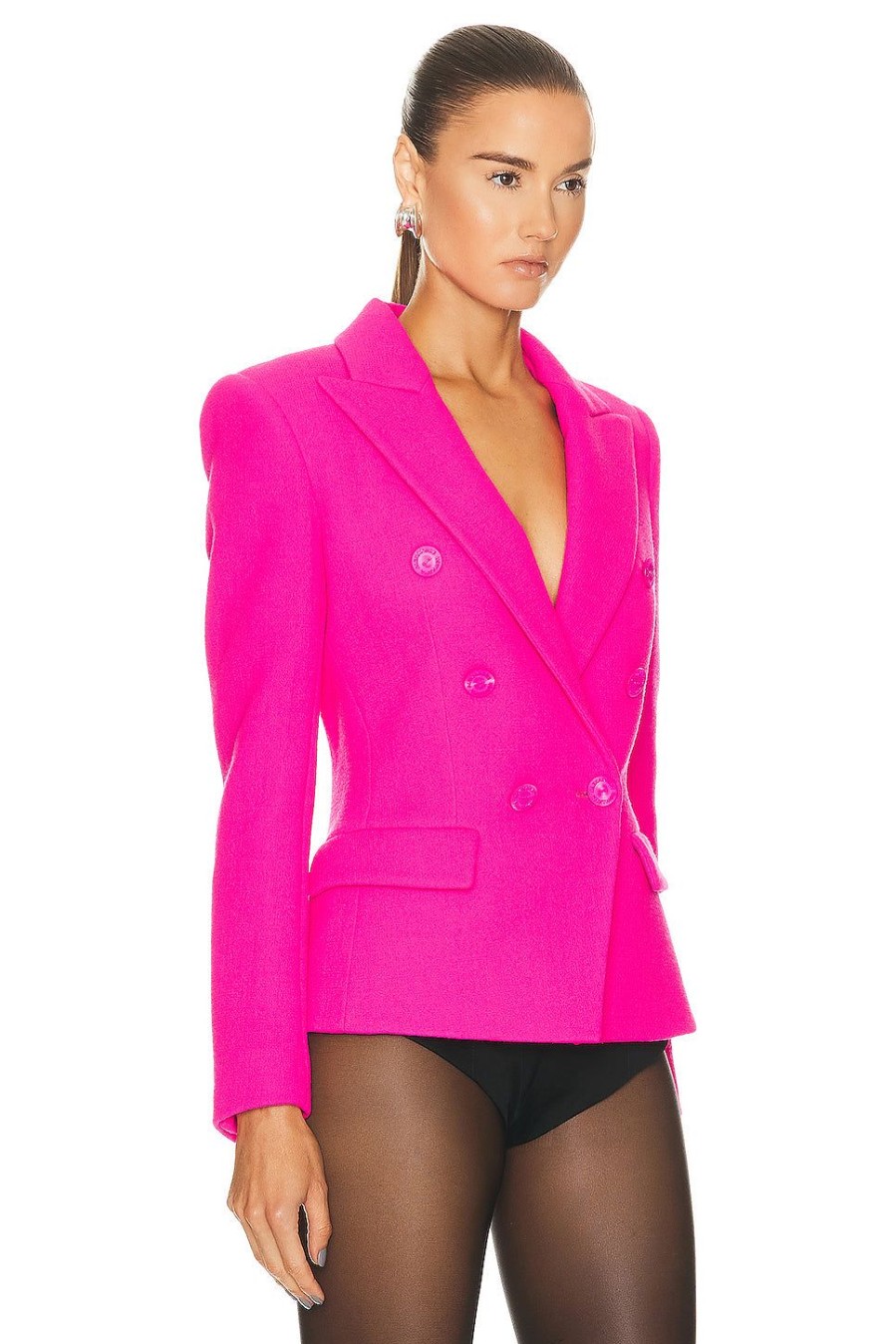 Women Alexandre Vauthier Jackets & Coats | Double Breasted Jacket Neon Pink