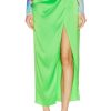 Women David Koma Skirts | Crystal Buckle Wrap Midi Skirt Neon Green