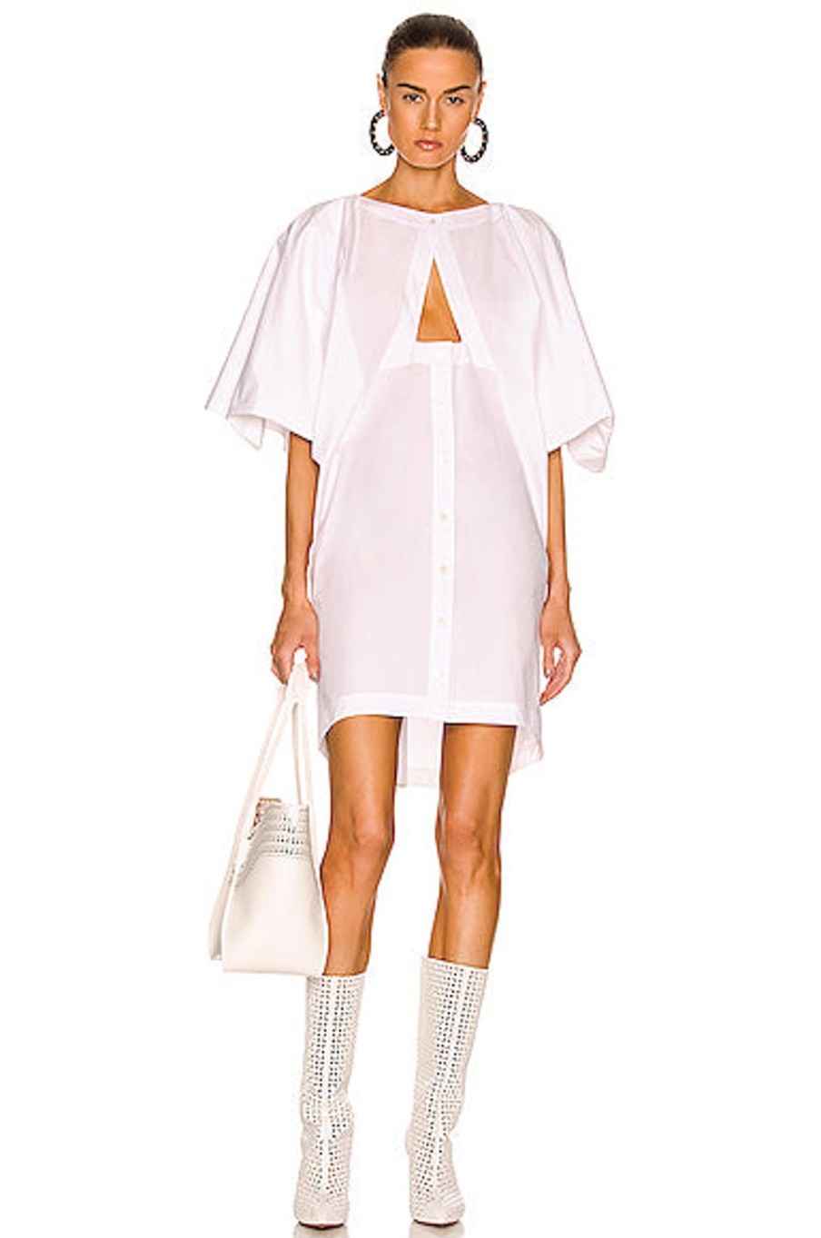 Women ALAÏA Dresses | Sleeveless Hooded Dress Blanc