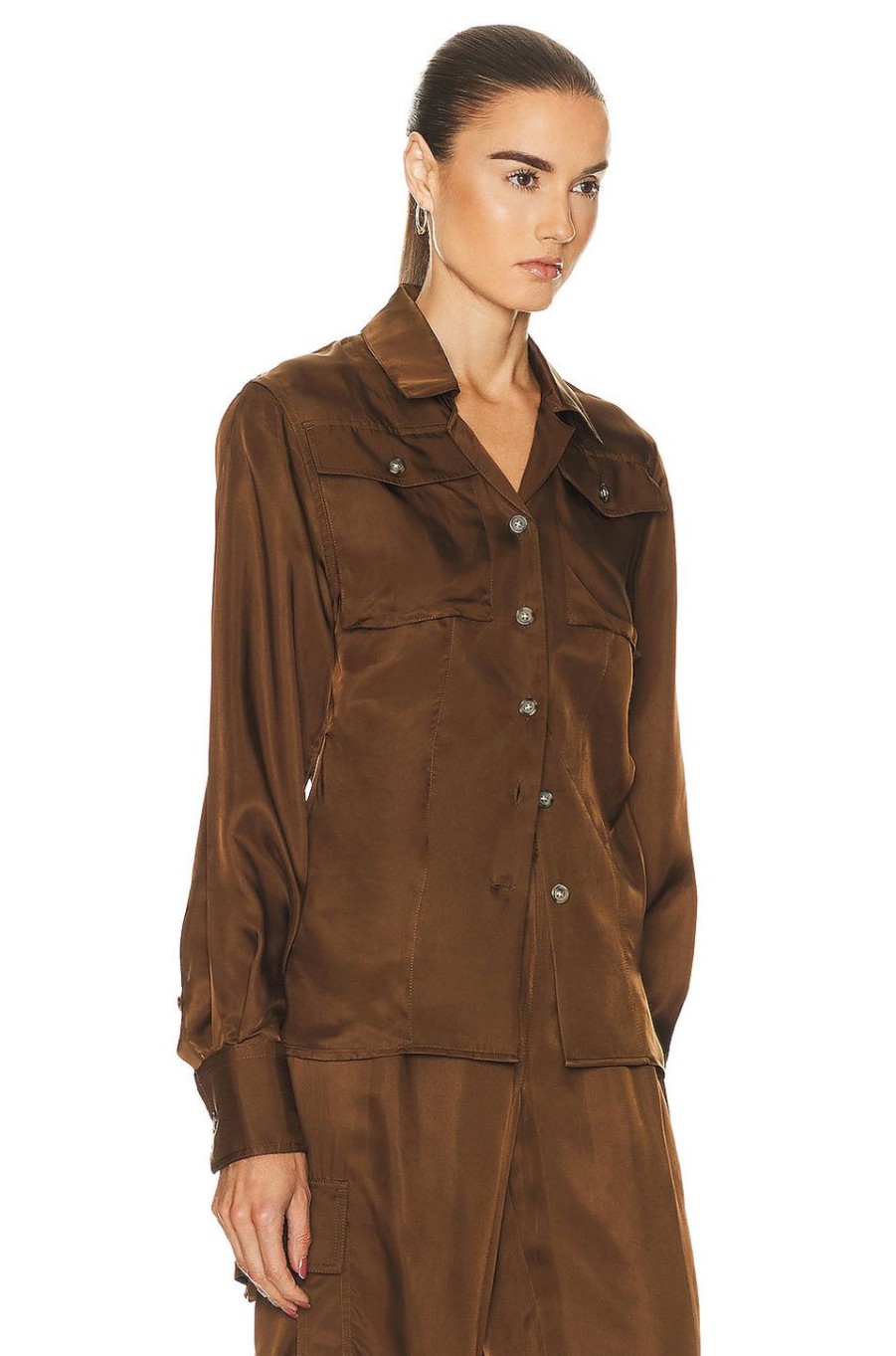 Women Helmut Lang Tops | Patch Pocket Shirt Cigar